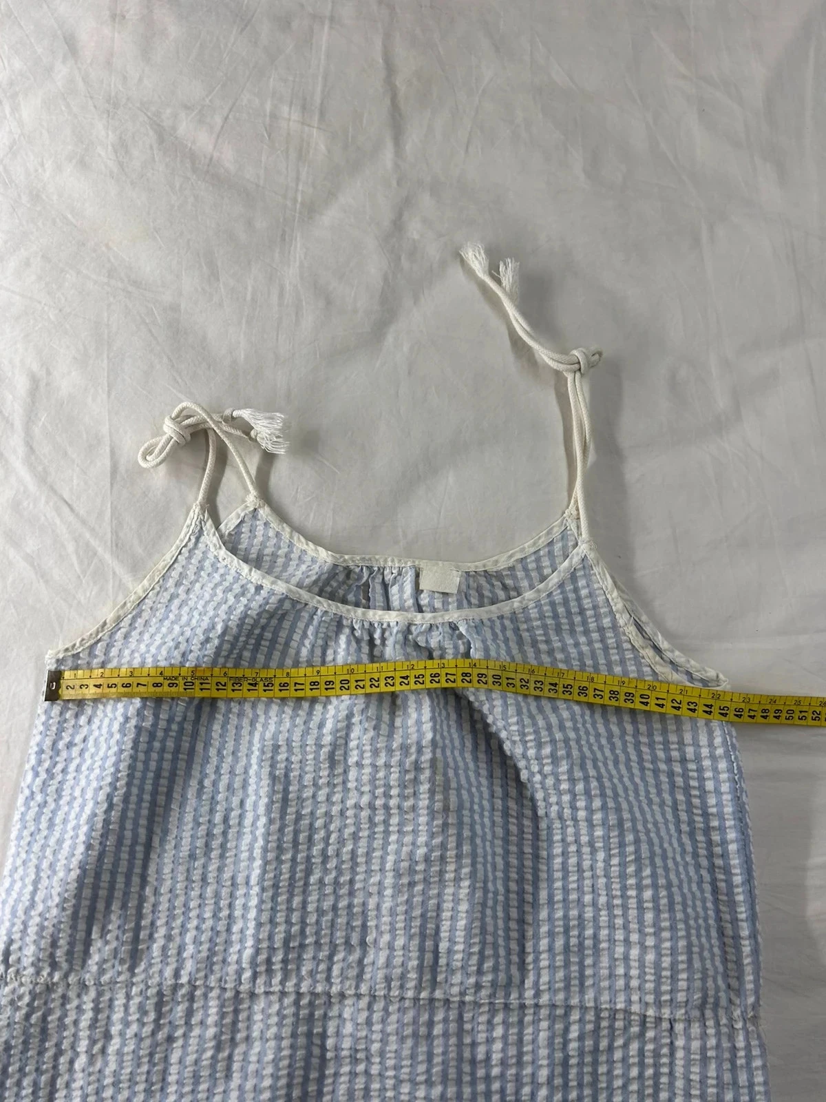 Casual zomerjurk met lichtblauwe en witte strepen vintage maat L – photo 9